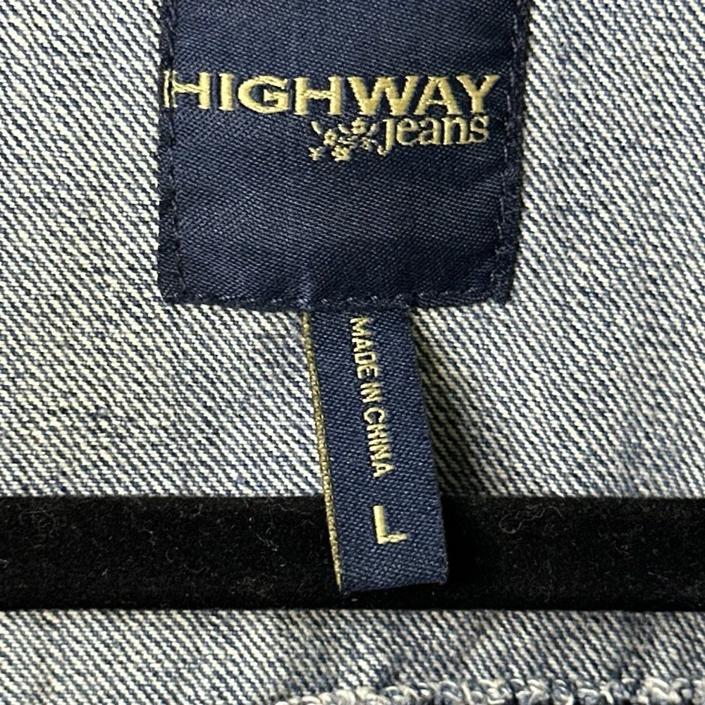 Highway Jeans Youth L Cropped Denim Jacket Blue Distressed Rocker Style - Picture 6 of 13